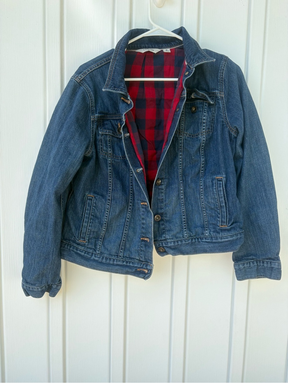L.L. Bean Flannel Lined Denim Trucker Jacket Size M Regular